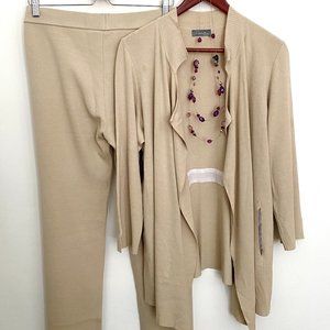 NWOT Rodika Zanian French Designer Soft Cardigan & Pant Set in Beige